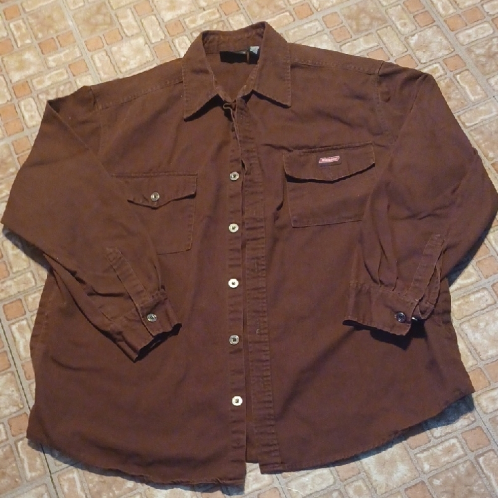Dickies Dark Brown Shirt Heavy-duty Work Shirt Size Xlarge